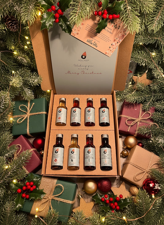 cardboard gift box housing 8 miniature cordials