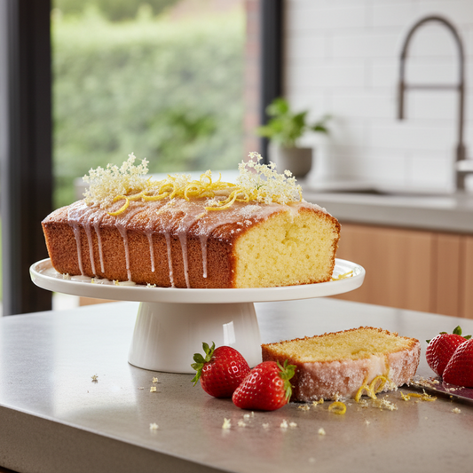 Elderflower Lemon Drizzle Cake (Vegan)